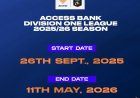 2025/26 Access Bank Division One League Season to Kick Off on September 26