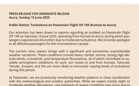PassionAir Addresses Turbulence Incident on Kumasi-Accra Flight