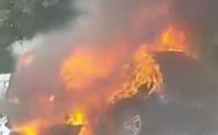 Army Officer’s Car Catches Fire Near Police Headquarters; No Casualties Reported