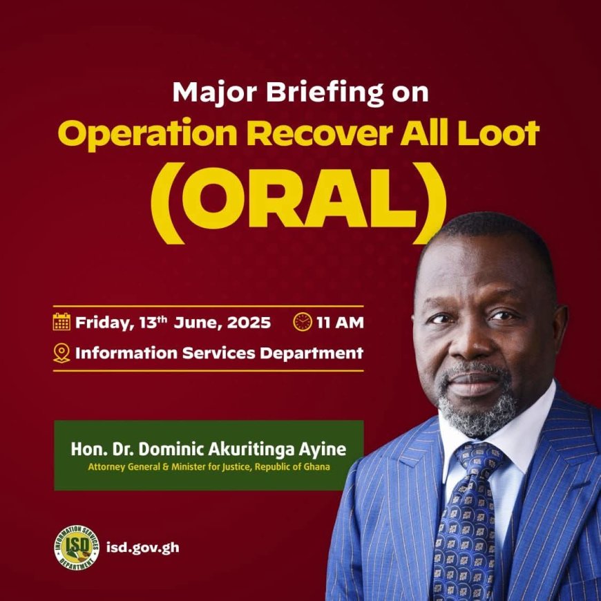 Attorney General to Brief Nation on "Operation Recover All Loot" This Friday