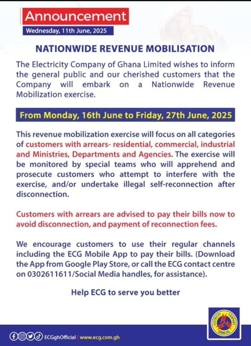 ECG to Embark on Nationwide Revenue Mobilisation from June 16