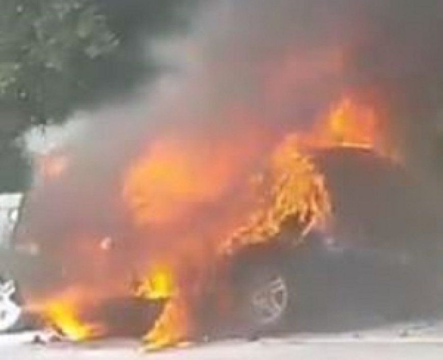 Army Officer’s Car Catches Fire Near Police Headquarters; No Casualties Reported