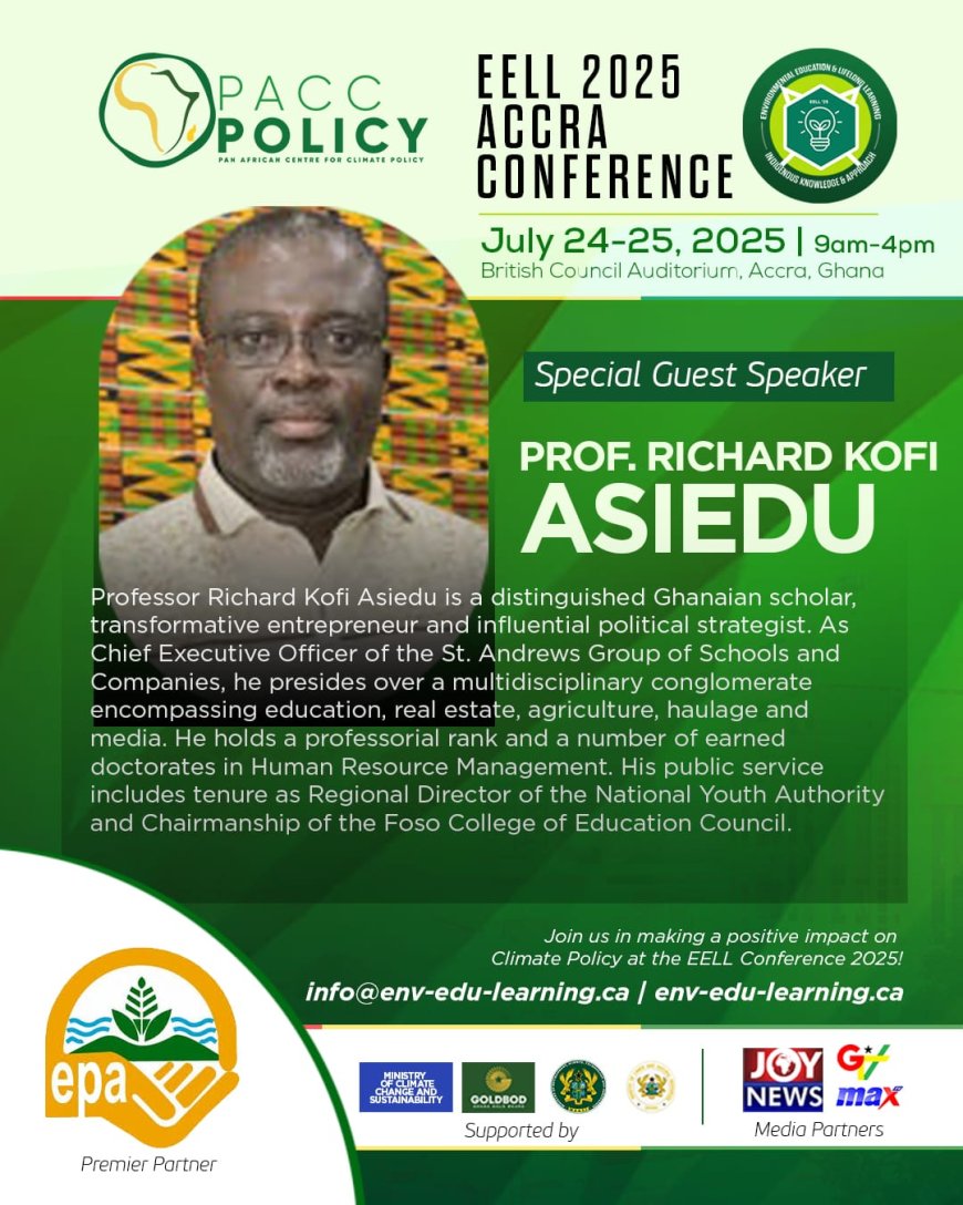 Noble Prof. Richard Asiedu to Deliver Keynote Address at EELL 2025 Conference in Accra