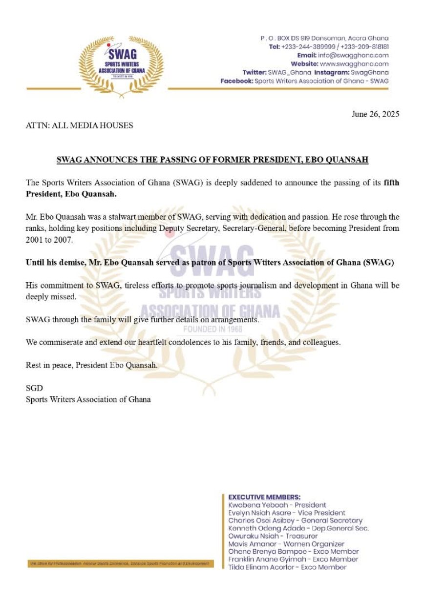 Former SWAG President Ebo Quansah Passes Away