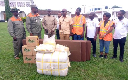 Central Regional Minister Receives Relief Items from NADMO to Support Flood Victims