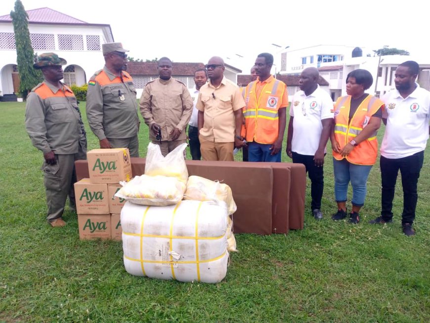 Central Regional Minister Receives Relief Items from NADMO to Support Flood Victims