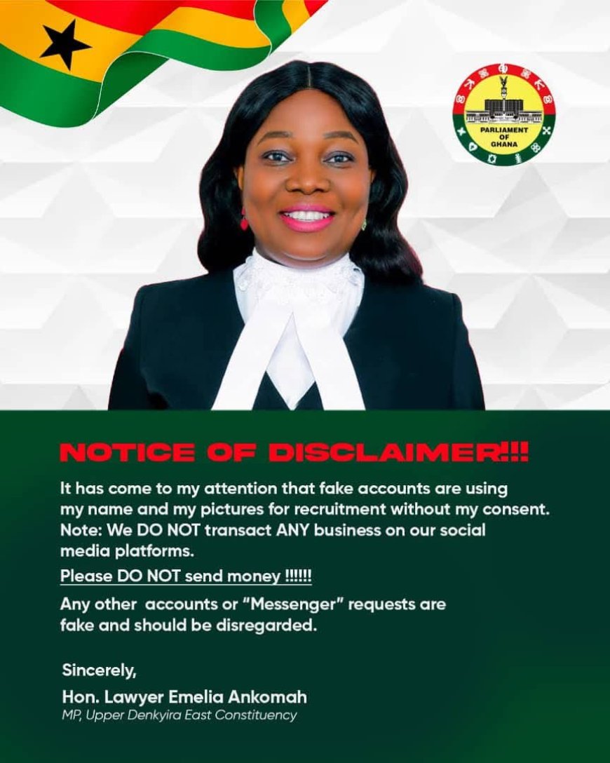 Upper Denkyira East MP Warns Public Against Fake Recruitment Scams in Her Name