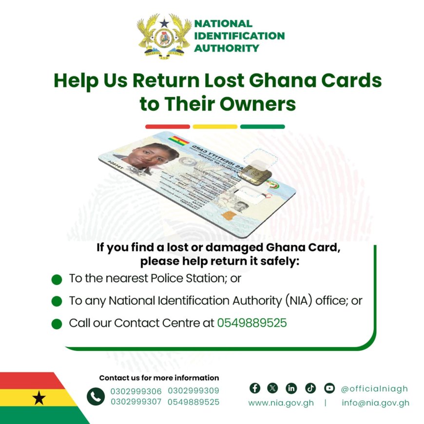 NIA Urges Public to Help Return Lost Ghana Cards
