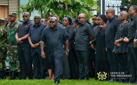 Chief of Staff Julius Debrah Pays Solemn Tribute to Fallen Heroes of Adansi Helicopter Crash