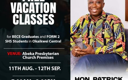 Hon. Patrick Yaw Boamah Offers Free Vacation Classes for BECE Graduates and SHS Students in Okaikwei Central