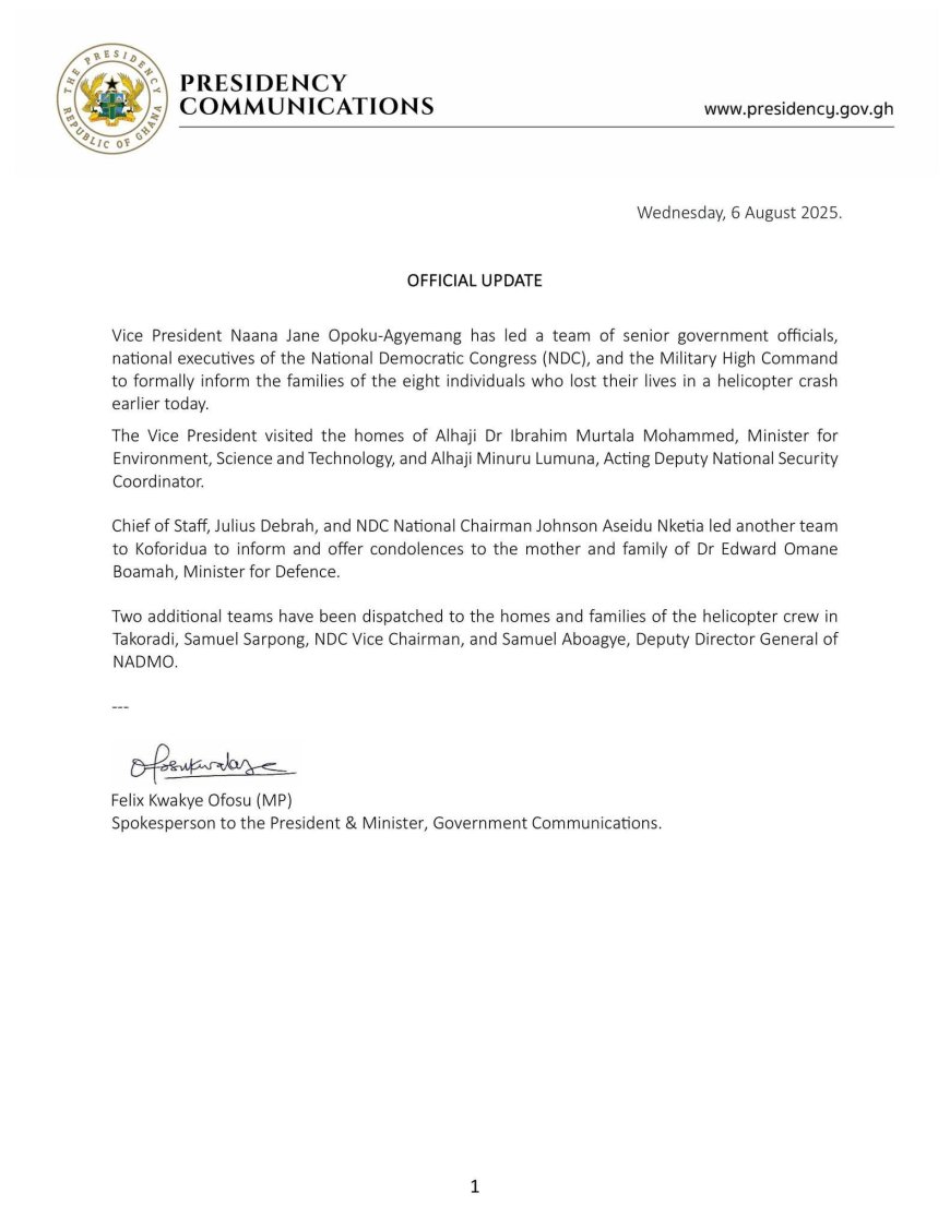 Vice President Leads Delegation to Console Families of Helicopter Crash Victims